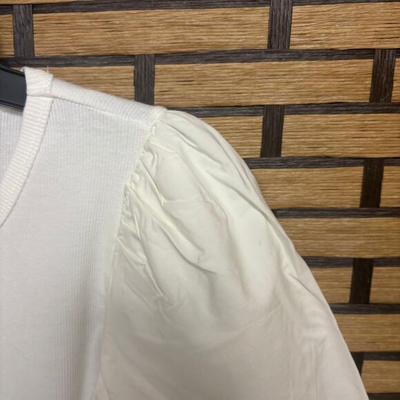 Time And Tru White Puff Sleeve Top Size Small - Picture 5 of 8